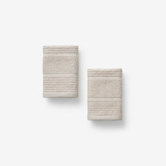 Textured Stripe Washcloths, Set of 2 - Alabaster