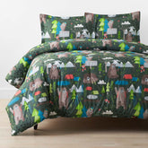 Bear Camp Classic Cool Organic Cotton Percale Comforter Set - Green Multi, Full/Queen