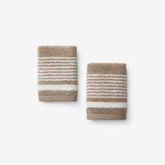 Plush Spa Stripe Washcloths, Set of 2 - Light Mocha