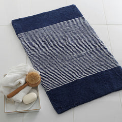 Striped Bath Rug - Navy, 21 in. x 34 in.