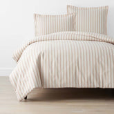 Tailored Stripes and Plaids Classic Cool Cotton Percale Bed Duvet Cover - Narrow Stripe Gold, Full/Queen