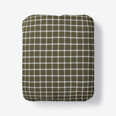 Classic Stripes and Plaids Cool Yarn-Dyed Cotton Percale Fitted Bed Sheet - Windowpane Green, Queen