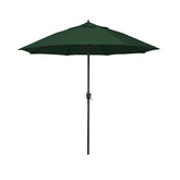 Round Outdoor Patio Umbrella, Aluminum with Auto Tilt Crank - Black Finish, Forest Green, 7.5'