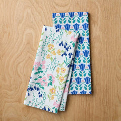Seasonal Printed Tea Towels, Set of 2 - Wildflowers & Flower