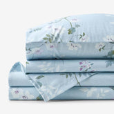 Wispy Meadow Premium Smooth Wrinkle-Free Sateen Bed Sheet Set - Blue Multi, King