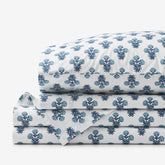 Suhana Garment Washed Cotton Percale Bed Sheet Set - Blue, King