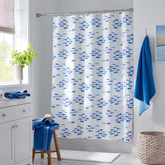 Summer Prints Classic Cool Cotton Percale Shower Curtain - Fish Swim