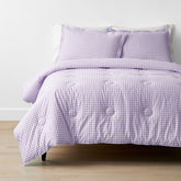 Gingham Classic Cool Organic Cotton Percale Comforter Set - Lilac, Full/Queen