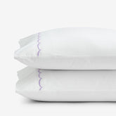 Scallop Embroidered Premium Cool Egyptian Percale Pillowcase Set - Lavender, King