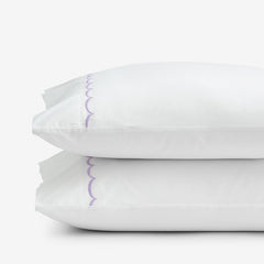 Scallop Embroidered Premium Cool Egyptian Percale Pillowcase Set - Lavender, King