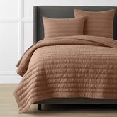 Premium Breathable Washed Linen Solid Quilt - Clay, Full/Queen