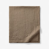 Premium Breathable Washed Linen Solid Flat Bed Sheet - Pine Bark, Full