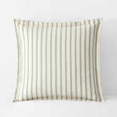 Tailored Stripes and Plaids Classic Cool Cotton Percale Sham - Narrow Stripe Moss Green, Euro