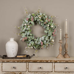 Pink Berries & Lamb’s Ear Wreath