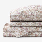 Joyful Floral Classic Smooth Sateen Bed Sheet Set - Beige, Queen