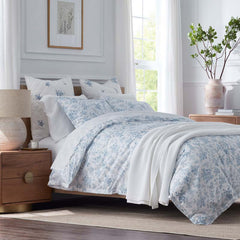 Whisper Fleur Premium Smooth Wrinkle-Free Sateen Comforter - Blue Mist, King/Cal. King