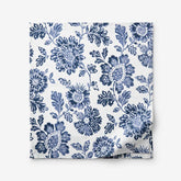 Floral Indigo Garden Classic Cool Cotton Percale Flat Bed Sheet - Blue, Twin/Twin XL