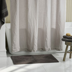 Premium Breathable Washed Linen Solid Shower Curtain - Light Gray