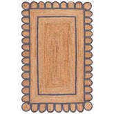 Scallop Border Handwoven Jute Rug - Blue, 4' x 6'