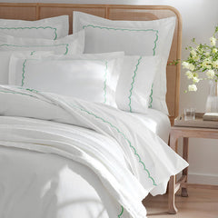 Scallop Embroidered Premium Cool Egyptian Percale Sham - Green, Euro
