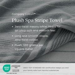 Plush Spa Stripe 4-Piece Bath & Hand Towel Set - Light Indigo
