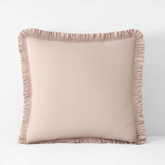 Solid Ruffle Garment Washed Cotton Percale Sham - Rose, Euro