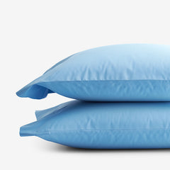 Classic Cool Organic Cotton Percale Solid Pillowcase Set - Ocean Blue, Standard