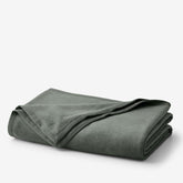 Cotton/Acrylic Fleece Blanket - Olive, King/Cal. King