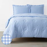 Gingham Classic Cool Organic Cotton Percale Comforter Set - Light Blue, Twin/Twin XL