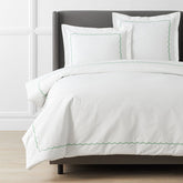 Scallop Embroidered Premium Cool Egyptian Percale Duvet Cover - Green, Full