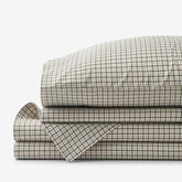 Classic Stripes and Plaids Cool Yarn-Dyed Cotton Percale Bed Sheet Set - Mini Check Green, Queen