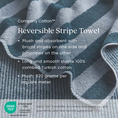 Reversible Stripe Turkish Cotton Hand Towel - Dark Navy