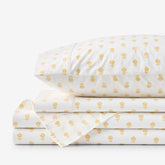 Mini-Prints Garment Washed Cotton Percale Bed Sheet Set - Flowers Yellow, Queen