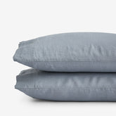 Premium Breathable Washed Linen Solid Pillowcase Set - Dusty Blue, King