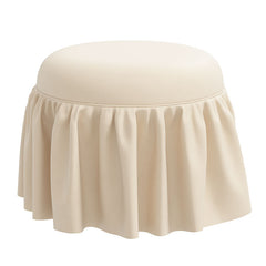 Velvet Ruffle Ottoman - Pearl