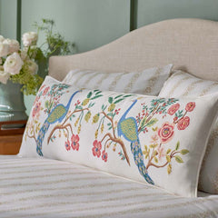 Peacock Decorative Lumbar Pillow Cover - Ivory