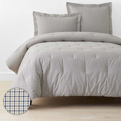 Classic Stripes and Plaids Cool Yarn-Dyed Cotton Percale Comforter - Mini Check Multi, Full