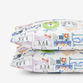 Stylish Cats Classic Cool Organic Cotton Percale Pillowcase Set - White Multi, Standard
