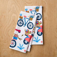 Seasonal Printed Tea Towels, Set of 2 - Wheels