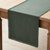 Solid Fringe Table Runner - Moss Green, 16 in. x 108 in.