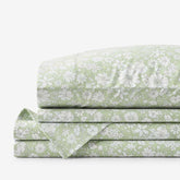 Misty Meadow Floral Classic Smooth Sateen Bed Sheet Set - Green, Full