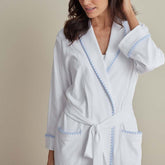 Peruvian Cotton Embroidered Women's Robe - Light Blue, XS
