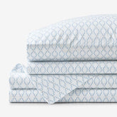 Feliciana Geo Garment Washed Cotton Percale Bed Sheet Set - Blue Multi, King