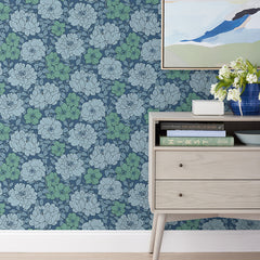 Large Blooms Removable Wallpaper - Blue, Panel