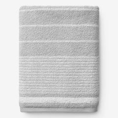 Plush Spa Stripe Bath Sheet - Light Gray