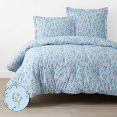 Blossoms and Stripes Classic Cool Cotton Percale Comforter - Garden Poppies, Twin/Twin XL