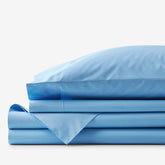 Classic Cool Organic Cotton Percale Solid Bed Sheet Set - Ocean Blue, Queen