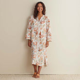 Printed Voile Women's Caftan - Wild Bloom, XXL