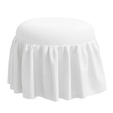 Velvet Ruffle Ottoman - White