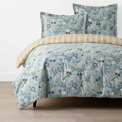 Strawberry Fields Classic Cool Cotton Percale Reversible Duvet Cover - Slate, Full/Queen